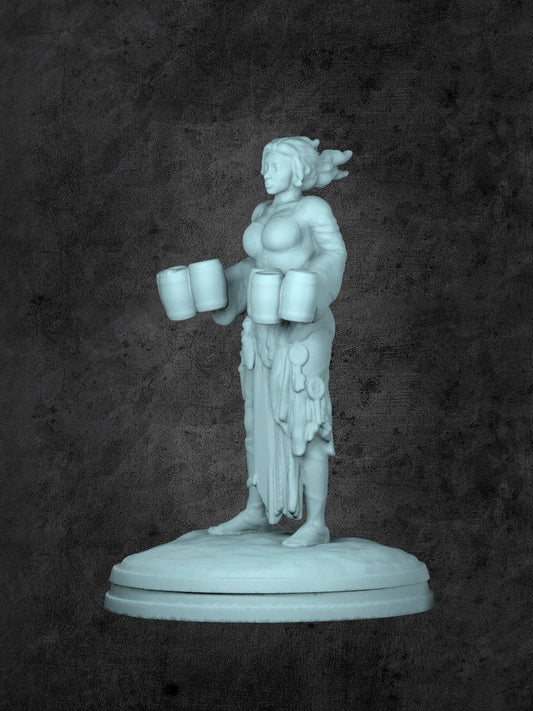 Anatalia Genasi Barmaid Miniature for Tabletop RPGs