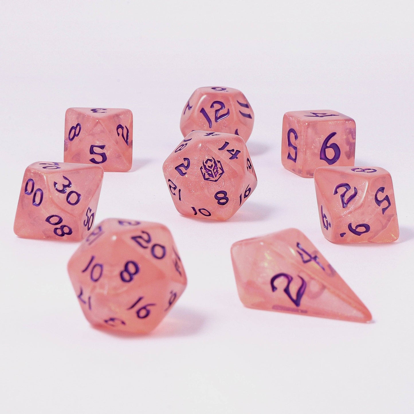 Wyrmforged Rollers - Rounded Edge 8 Piece Polyhedral Dice set