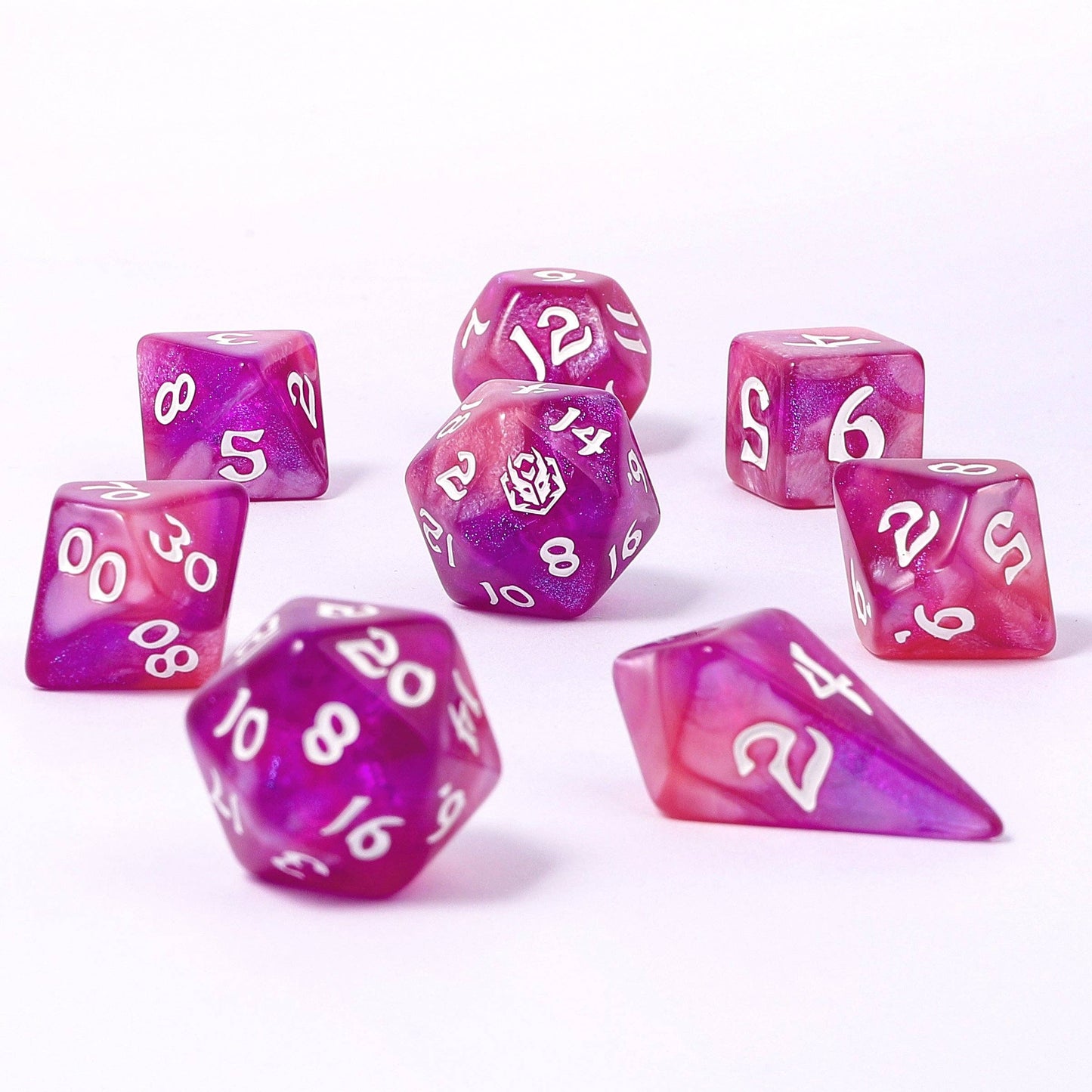 Wyrmforged Rollers - Rounded Edge 8 Piece Polyhedral Dice set