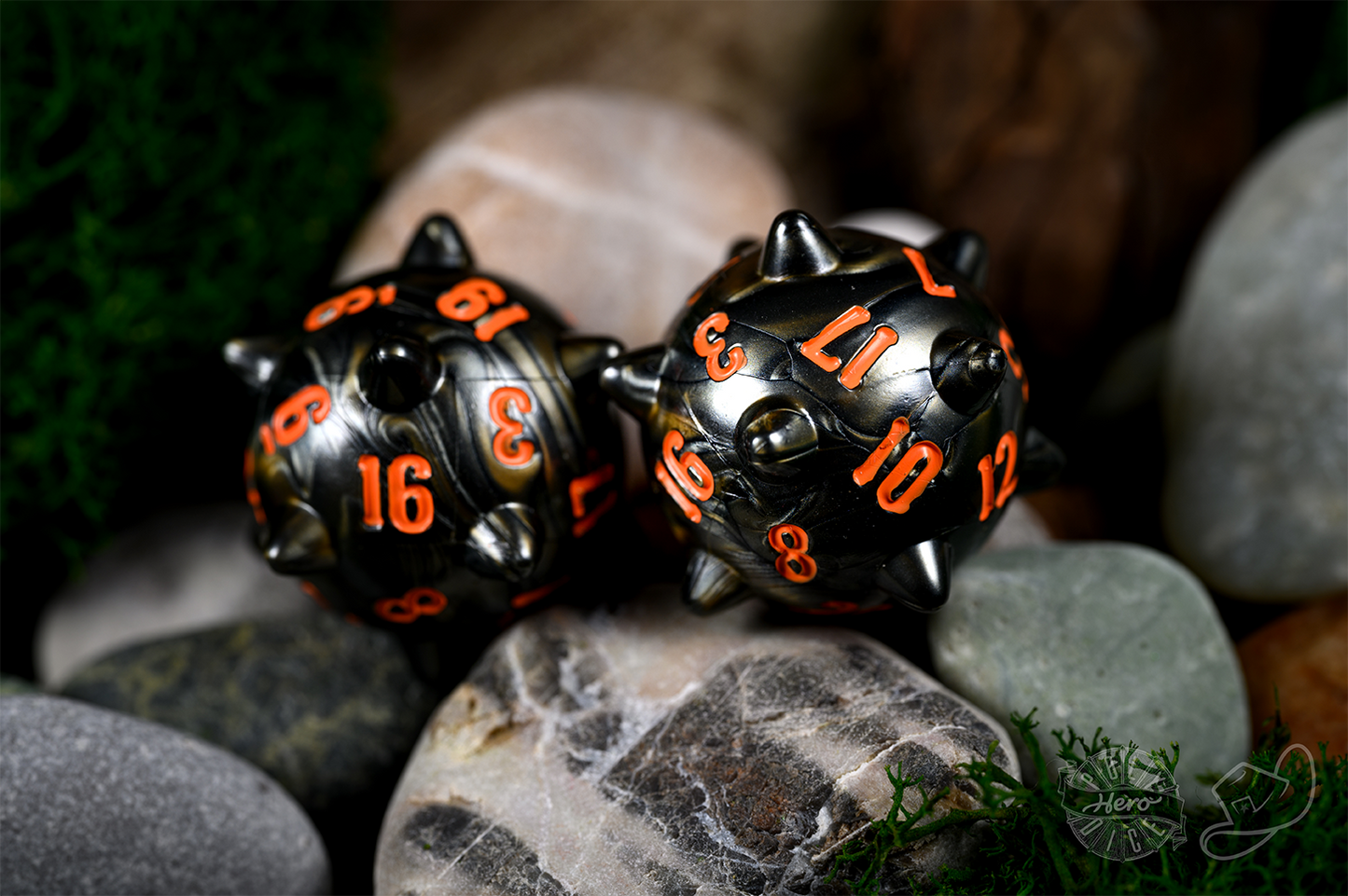 PolyHero Warrior 2d20 Spiked Balls Steel Grey