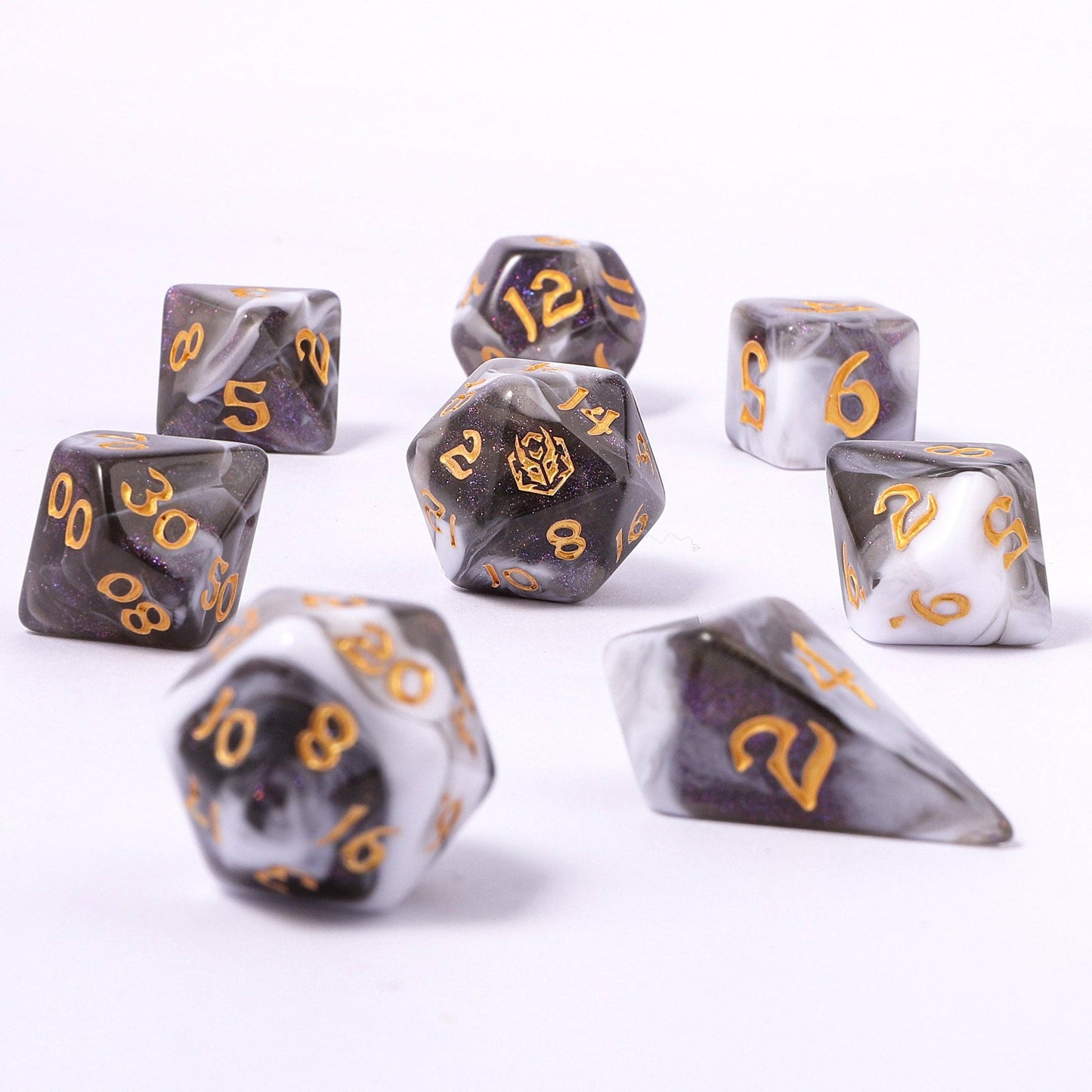Wyrmforged Rollers - Rounded Edge 8 Piece Polyhedral Dice set