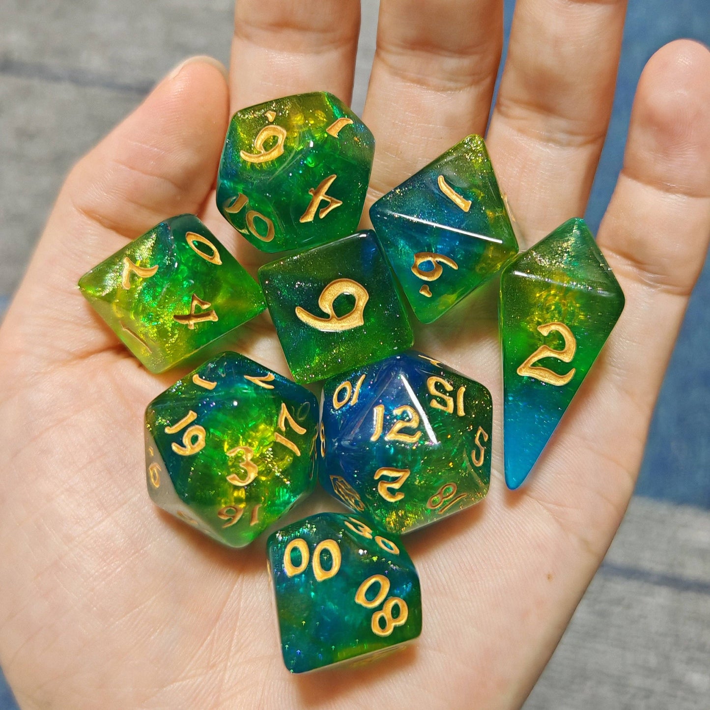 Wyrmforged Rollers - Rounded Edge 8 Piece Polyhedral Dice set