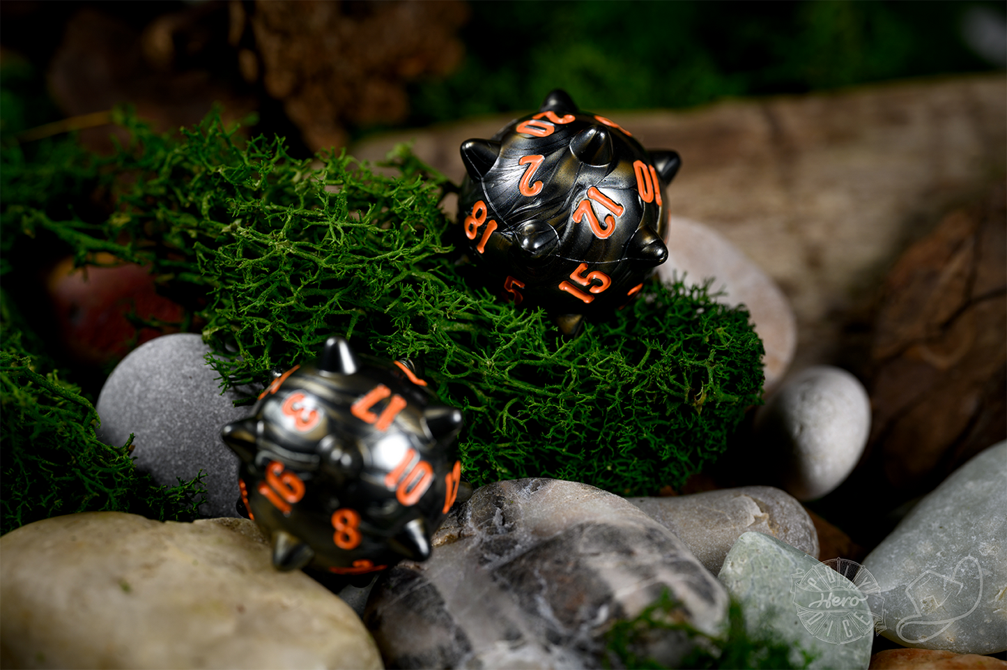 PolyHero Warrior 2d20 Spiked Balls Steel Grey