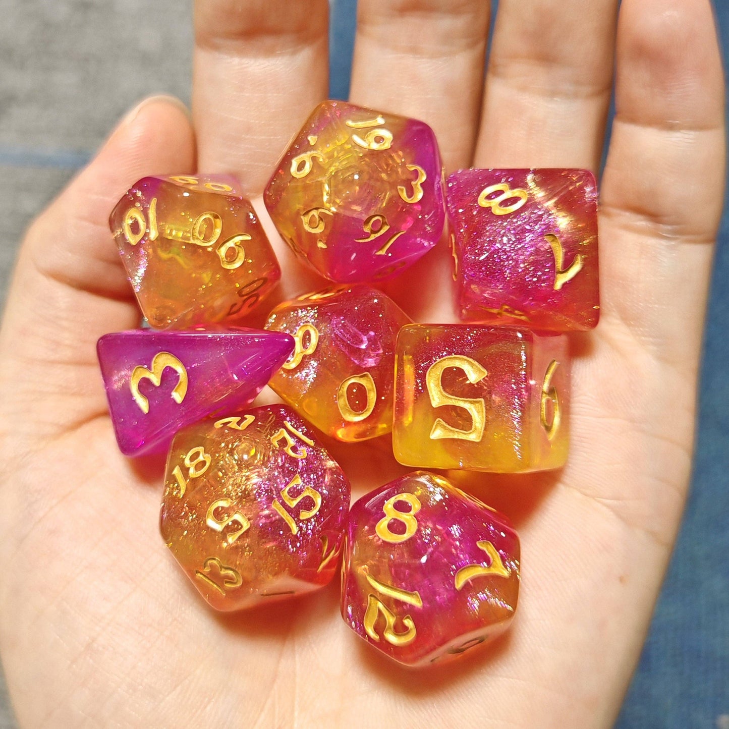 Wyrmforged Rollers - Rounded Edge 8 Piece Polyhedral Dice set
