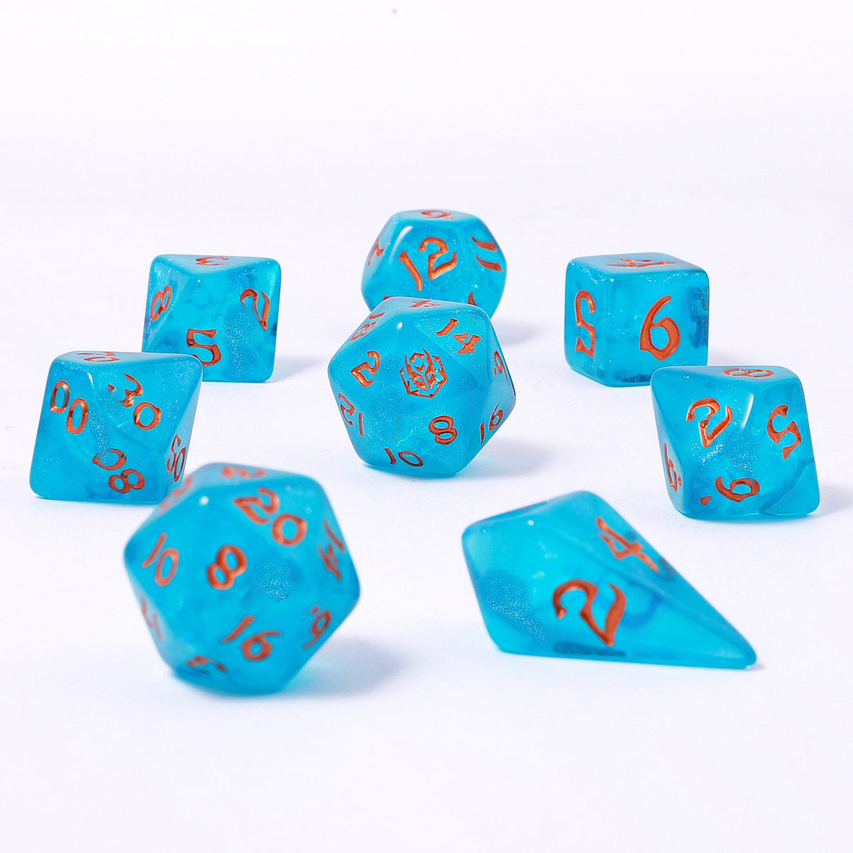 Wyrmforged Rollers - Rounded Edge 8 Piece Polyhedral Dice se