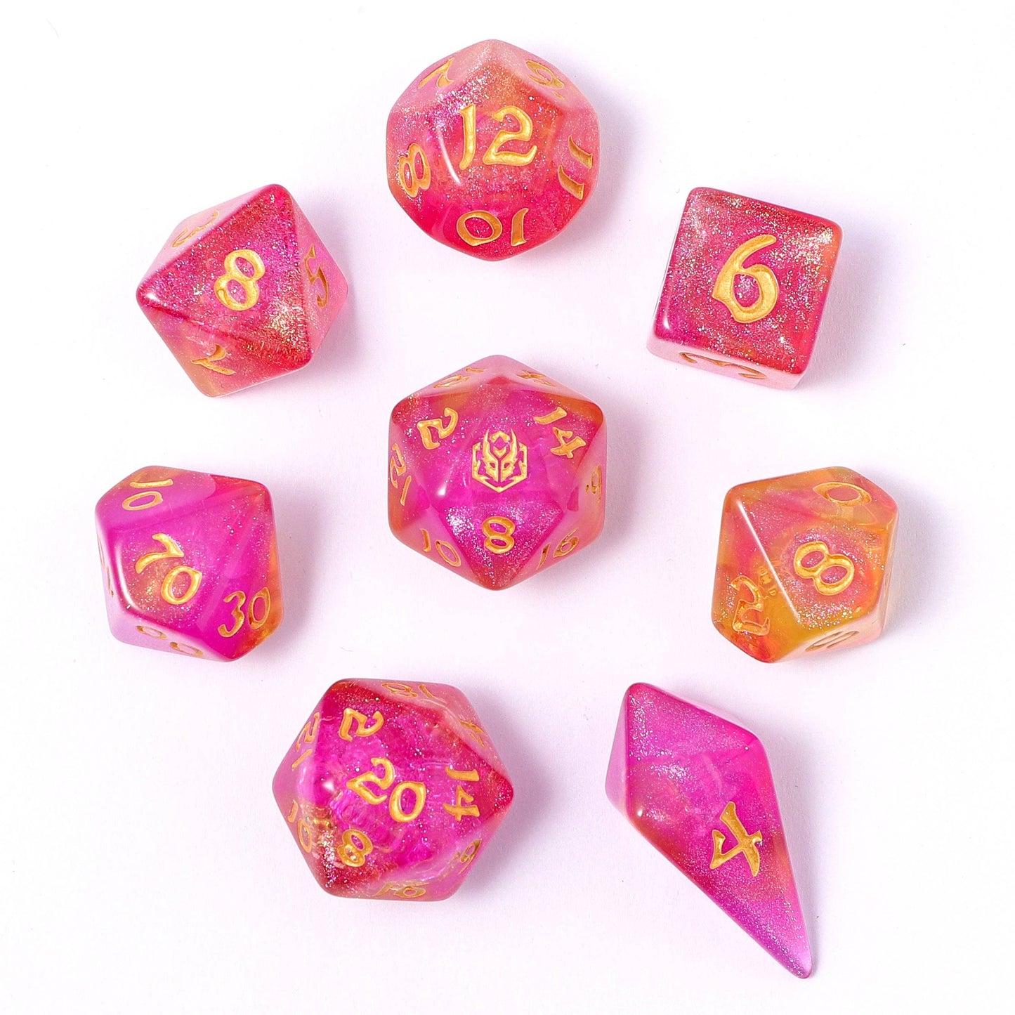 Wyrmforged Rollers - Rounded Edge 8 Piece Polyhedral Dice set
