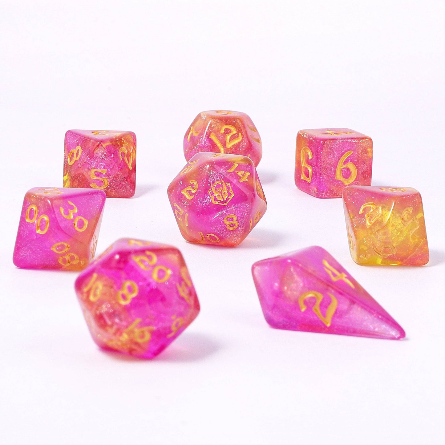 Wyrmforged Rollers - Rounded Edge 8 Piece Polyhedral Dice set