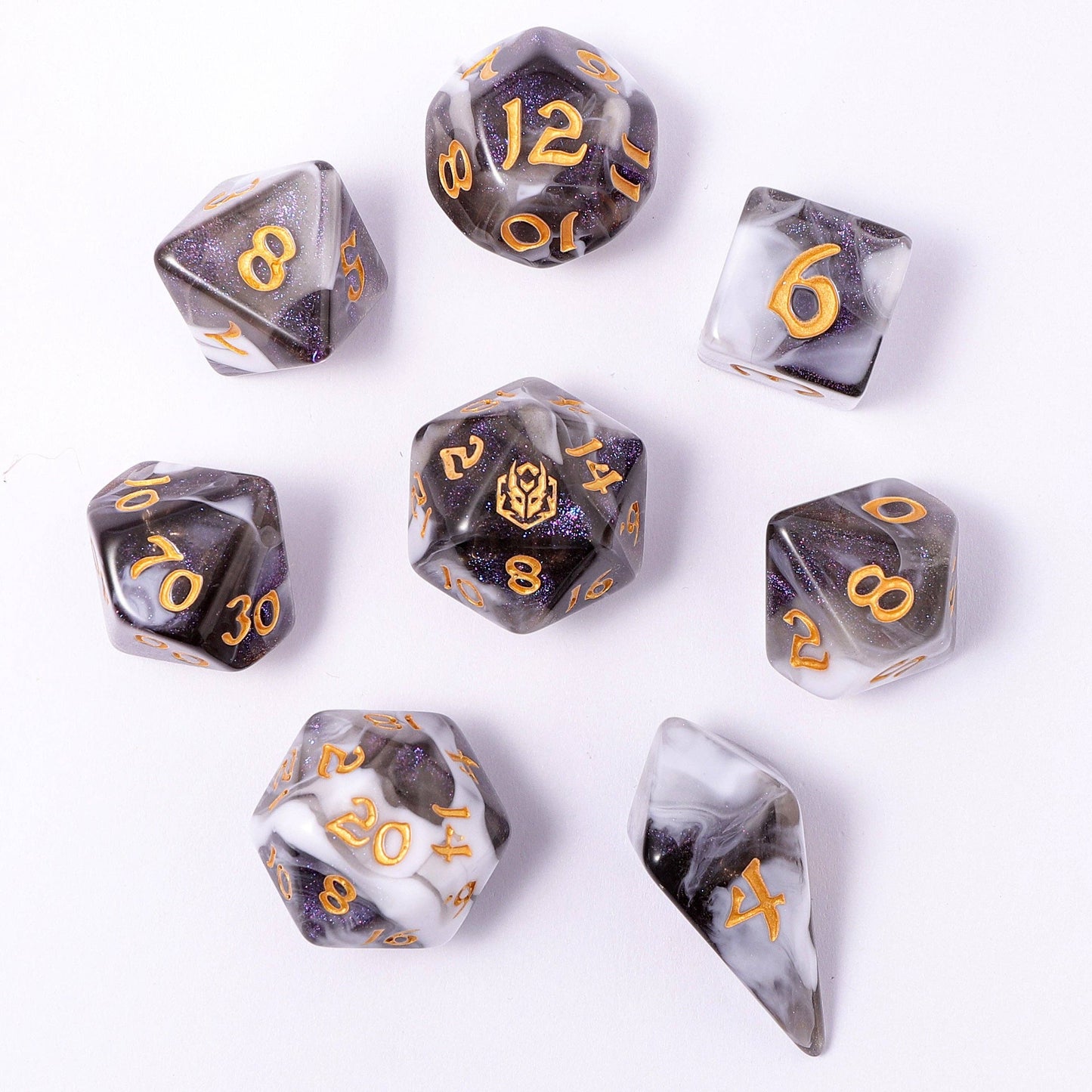 Wyrmforged Rollers - Rounded Edge 8 Piece Polyhedral Dice set