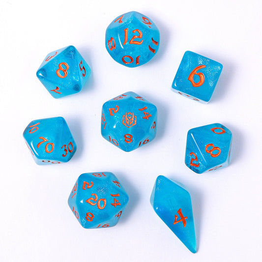 Wyrmforged Rollers - Rounded Edge 8 Piece Polyhedral Dice se
