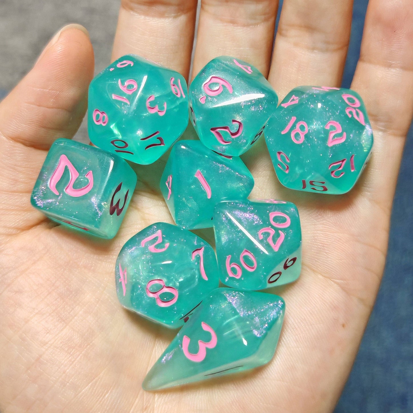 Wyrmforged Rollers - Rounded Edge 8 Piece Polyhedral Dice set