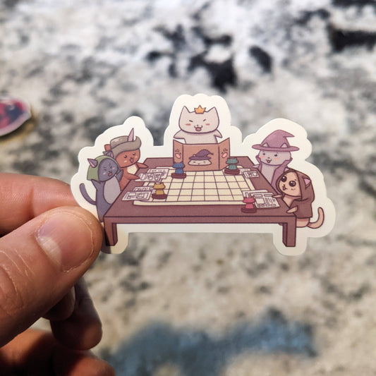 Cats Playing RPG Tabletop Gaming Sticker - 3"