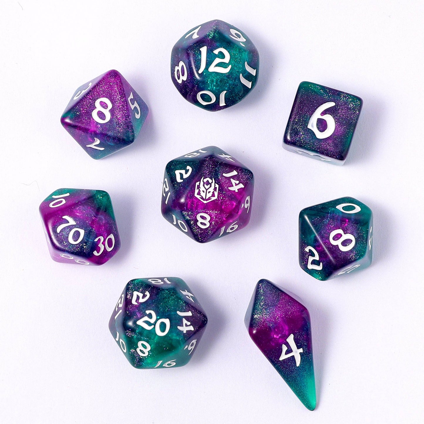 Wyrmforged Rollers - Rounded Edge 8 Piece Polyhedral Dice set