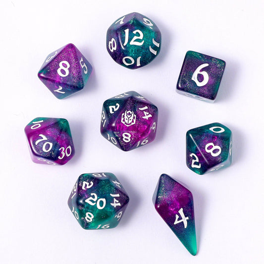 Wyrmforged Rollers - Rounded Edge 8 Piece Polyhedral Dice set