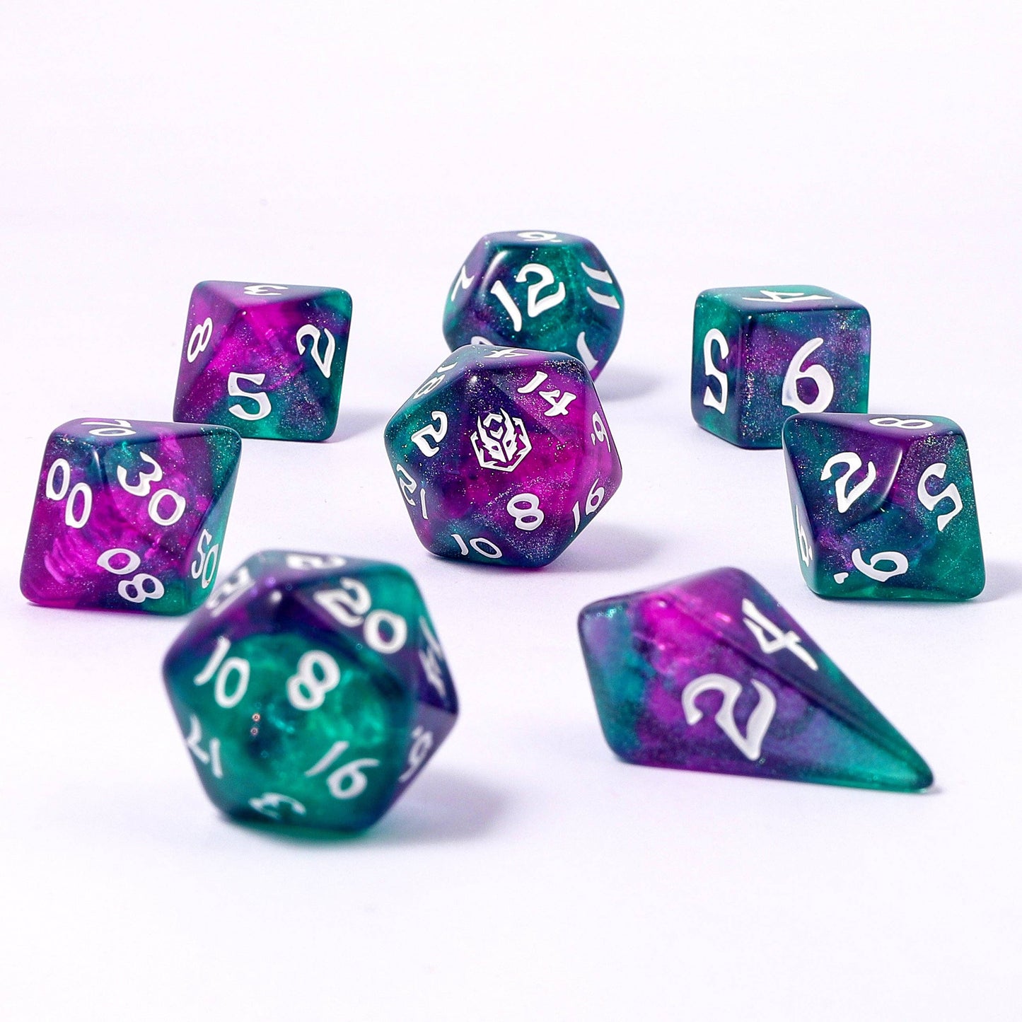 Wyrmforged Rollers - Rounded Edge 8 Piece Polyhedral Dice set