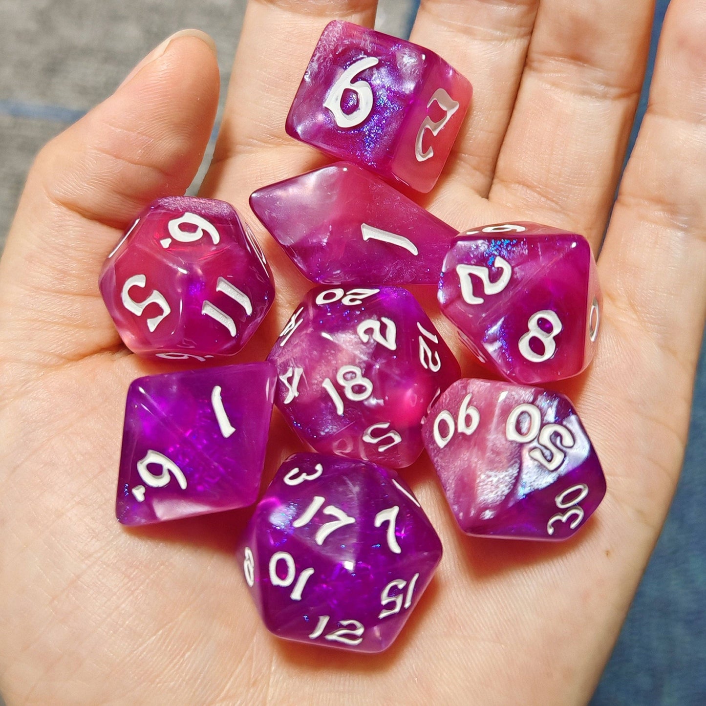 Wyrmforged Rollers - Rounded Edge 8 Piece Polyhedral Dice set