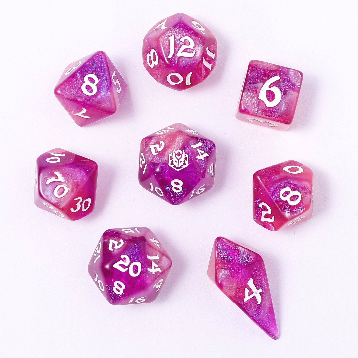 Wyrmforged Rollers - Rounded Edge 8 Piece Polyhedral Dice set