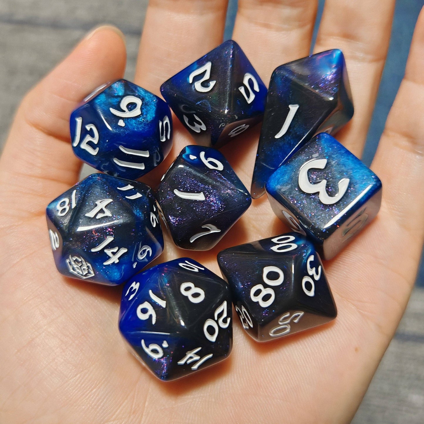 Wyrmforged Rollers - Rounded Edge 8 Piece Polyhedral Dice set