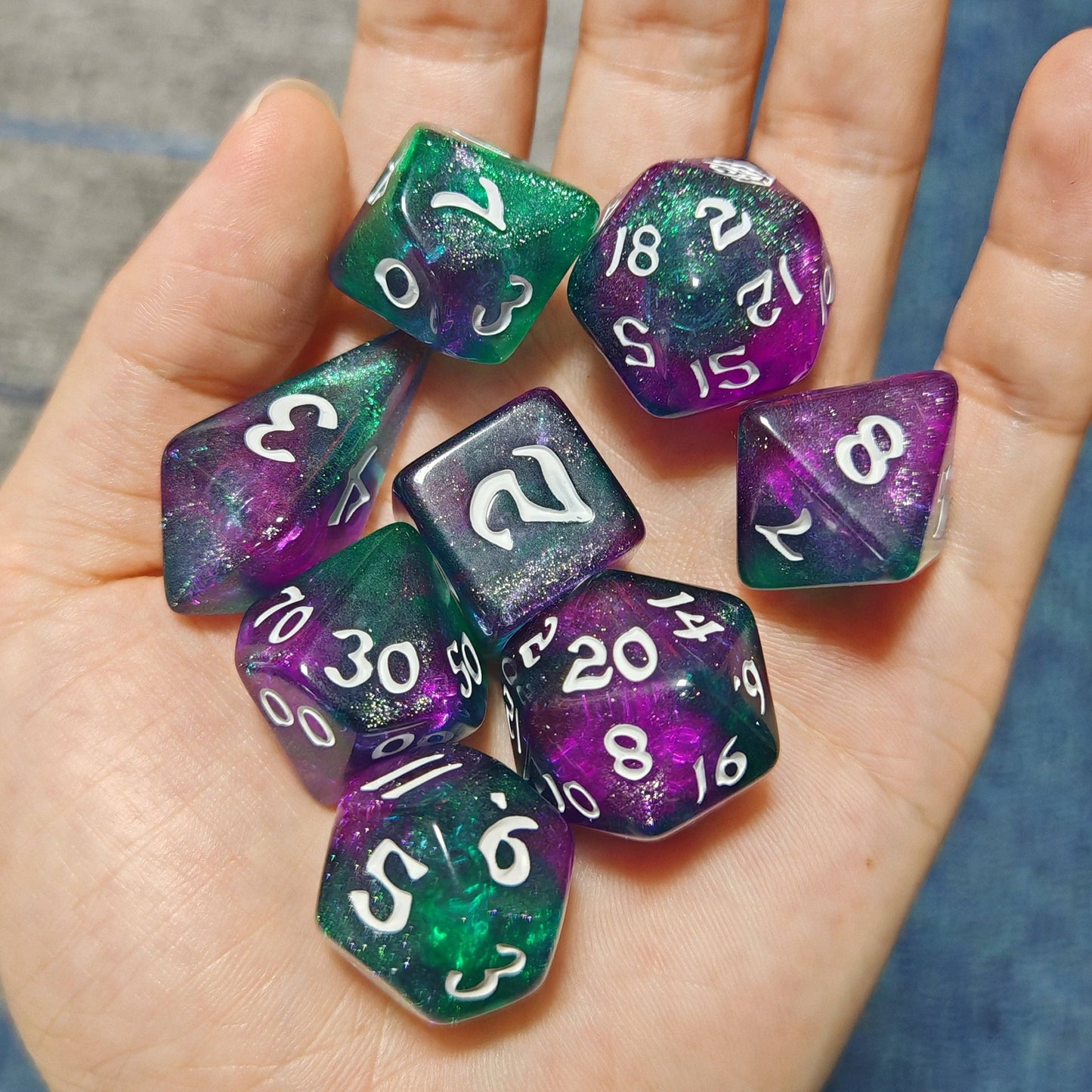 Wyrmforged Rollers - Rounded Edge 8 Piece Polyhedral Dice set
