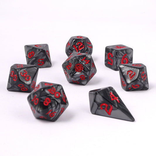 Wyrmforged Rollers - Rounded Edge 8 Piece Polyhedral Dice set - Iron Golem