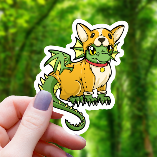 Dragon In A Corgi Costume Sticker - 3