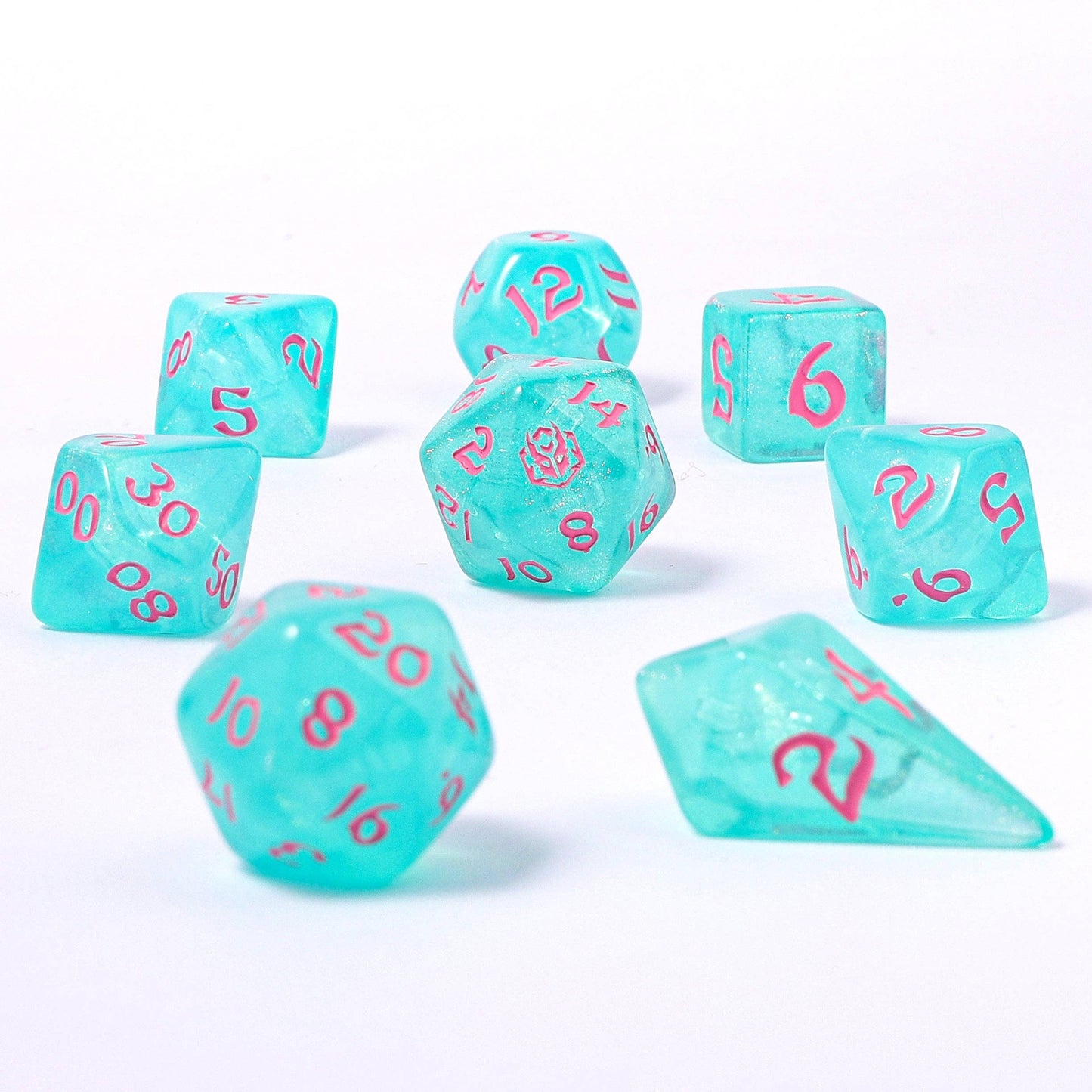 Wyrmforged Rollers - Rounded Edge 8 Piece Polyhedral Dice set