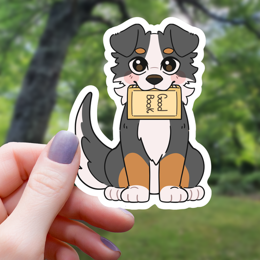 Dog Holding Book in Mouth Sticker - 3"