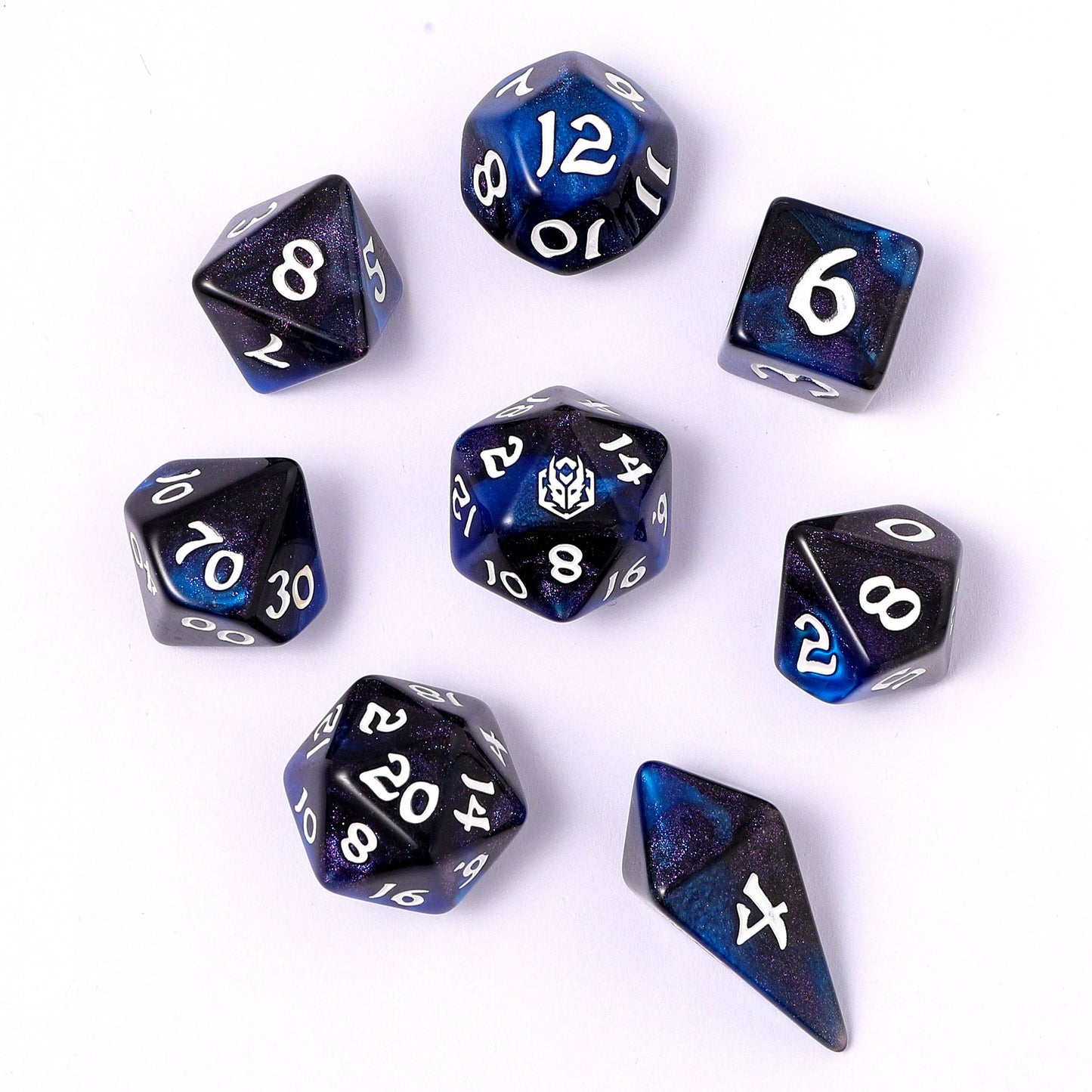 Wyrmforged Rollers - Rounded Edge 8 Piece Polyhedral Dice set
