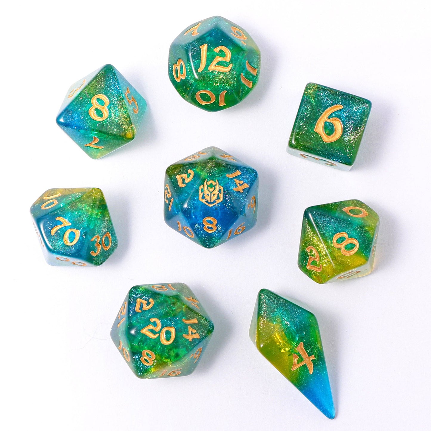 Wyrmforged Rollers - Rounded Edge 8 Piece Polyhedral Dice set