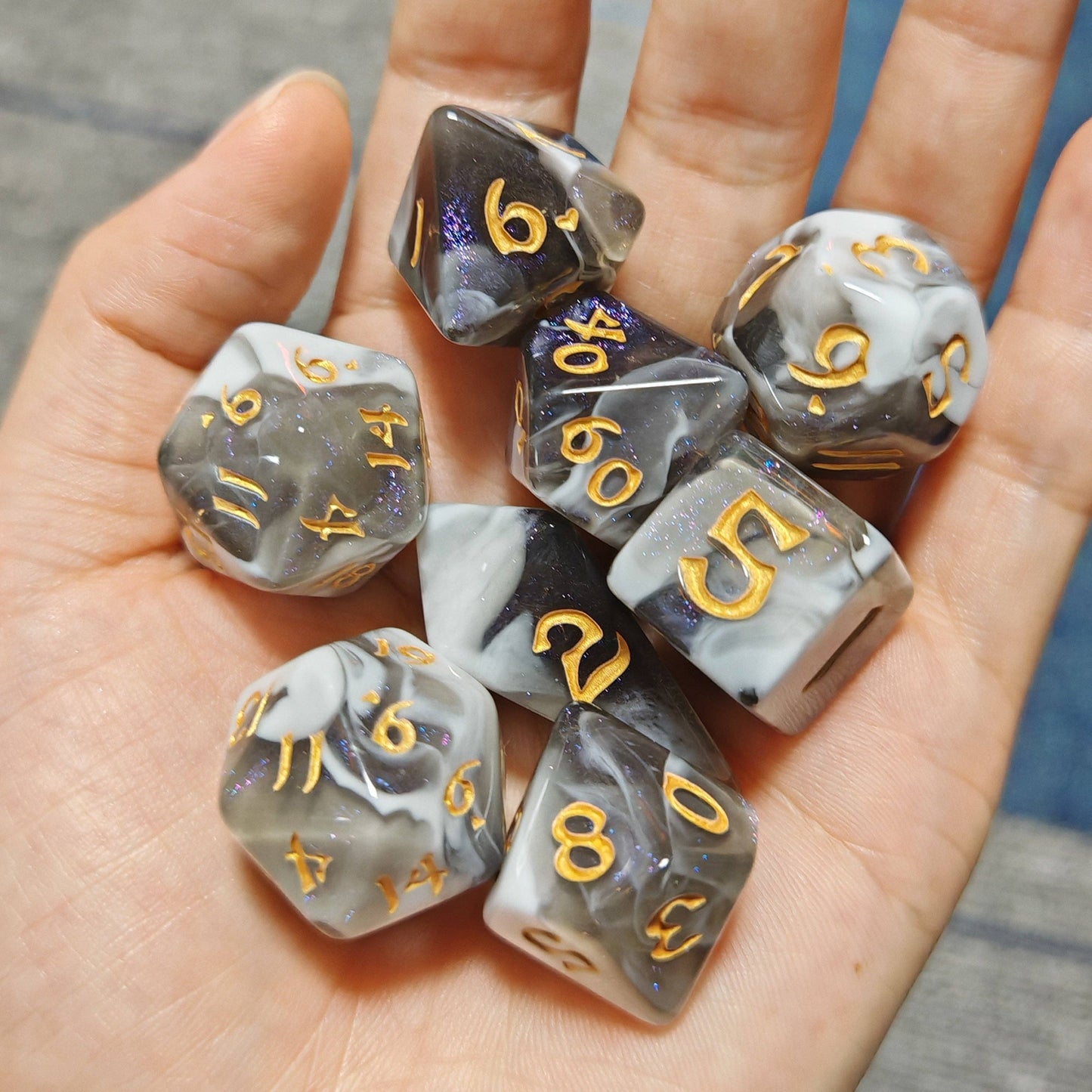 Wyrmforged Rollers - Rounded Edge 8 Piece Polyhedral Dice set