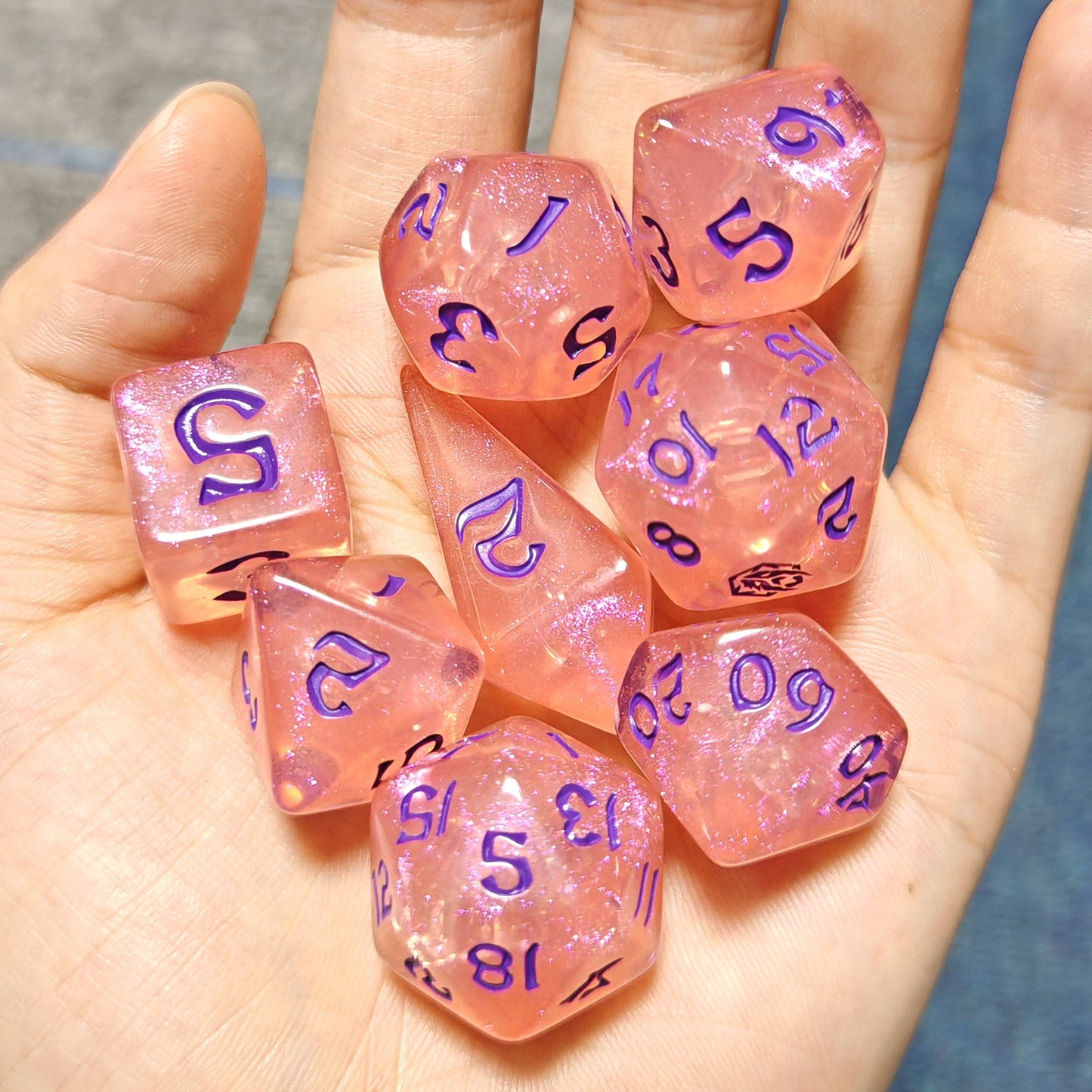 Wyrmforged Rollers - Rounded Edge 8 Piece Polyhedral Dice set